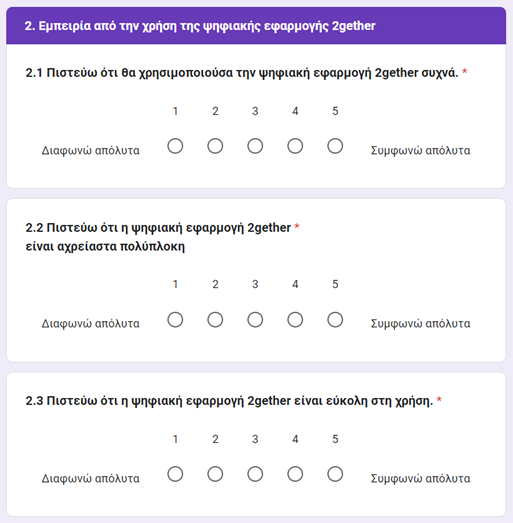Usability Questionnaire example
